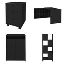 Ver imagem 2 de Kit Escritório 4 Peças com Escrivaninha em L, Gaveteiro, Estante e Armário Multiuso Baixo