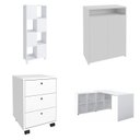 Ver imagem 2 de Kit Escritório 4 Peças com Escrivaninha em L, Gaveteiro, Estante e Armário Multiuso Baixo