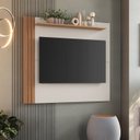 Ver imagem 1 de Painel Ripado para TV até 55 Polegadas 136cmx120cm Detalhe Texas Bege Freijó/Off White