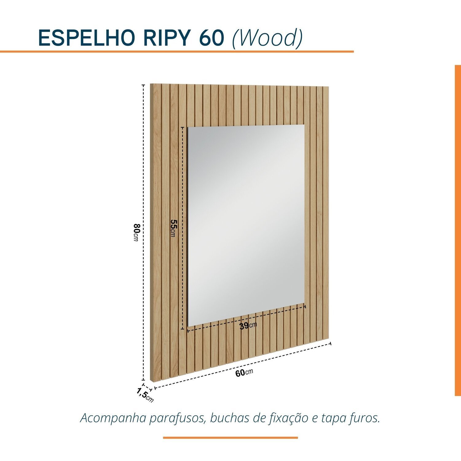 Espelho para Banheiro Ripy 60cm - 3