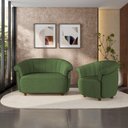 Ver imagem 1 de Conjunto Sala de Estar Decorativo Latvia Sofá Namoradeira e Poltrona Pés de Madeira Linho Verde G45