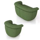 Ver imagem 5 de Conjunto Sala de Estar Decorativo Latvia Sofá Namoradeira e Poltrona Pés de Madeira Linho Verde G45