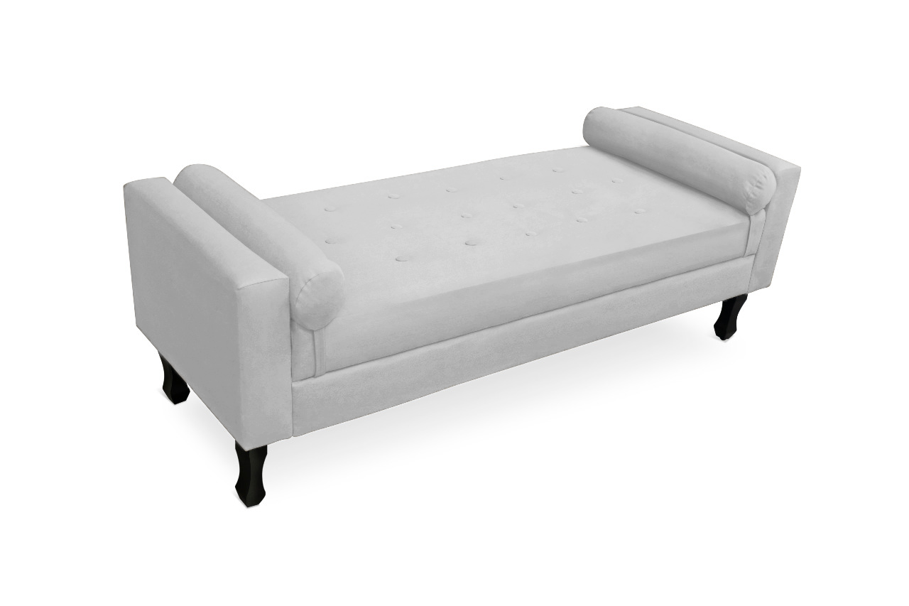 Recamier Sofá Fênix Baú Estofado 140cm Corano Branco - DL Decor