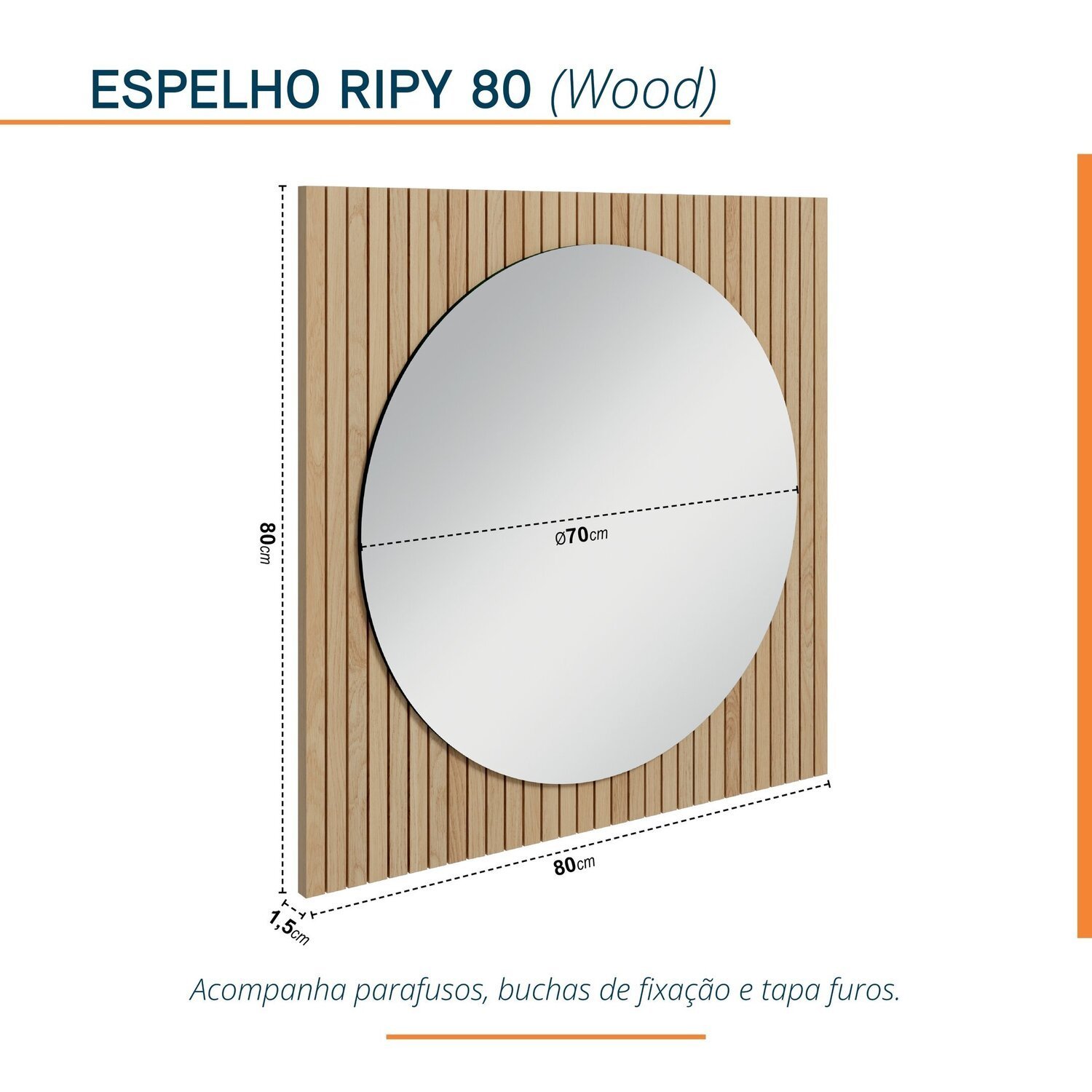 Espelho para Banheiro Ripy 80cm - 3