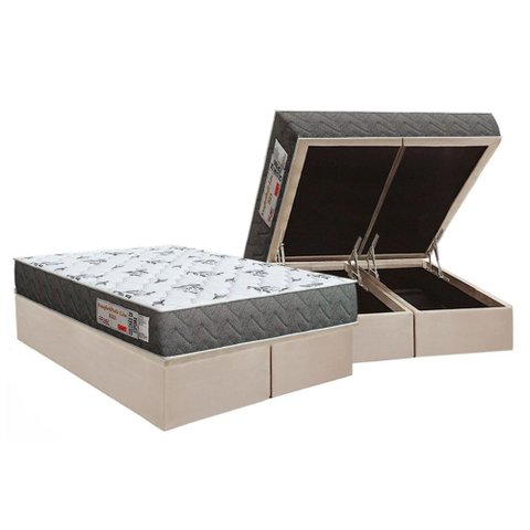 Conjunto Box Baú Queen: Colchão Espuma Orthoflex D33 Comfortpedic Line Black + Base Crc Suede