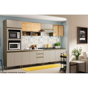 Cozinha Modulada Henn Connect 10 Peças (3 Armários + 3 Balcões + 1 Paneleiro + 3 Complementos) C10P0