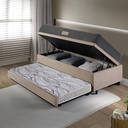 Ver imagem 3 de Bicama Box Baú Solteiro com Colchão Dual Firm Ecoflex Suede Bege 88x188