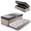 Ver imagem 1 de Bicama Box Baú Solteiro com Colchão Dual Firm Ecoflex Suede Bege 88x188