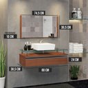 Ver imagem 3 de Conjunto Gabinete Banheiro Ametista 80cm com Tampo de Vidro:natura/natura/branco/um Furo