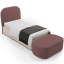 Ver imagem 1 de Cabeceira Cama Box 100cm Lanna com Puff Recamier Doha W01 Suede Rosê - Lyam Decor