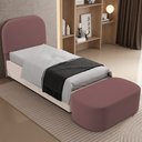 Ver imagem 4 de Cabeceira Cama Box 100cm Lanna com Puff Recamier Doha W01 Suede Rosê - Lyam Decor