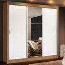 Ver imagem 1 de Guarda-Roupa Casal Madesa Mônaco 3 Portas de Correr com Espelho Rustic/Branco Cor:Rustic/Branco
