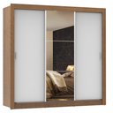 Ver imagem 2 de Guarda-Roupa Casal Madesa Mônaco 3 Portas de Correr com Espelho Rustic/Branco Cor:Rustic/Branco