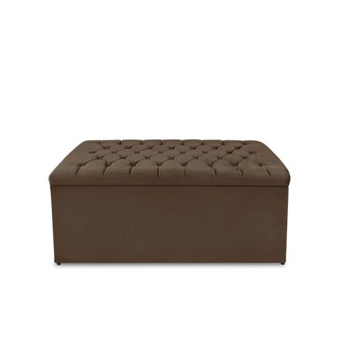 Calçadeira Baú Estofada Dunas Casal 140 Cm - Veludo Marrom