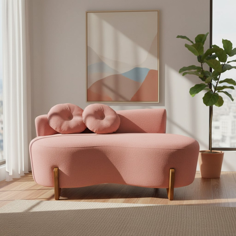 Namoradeira Sofá Feijão Lounge 120cm Orgânica Bouclé Terracota