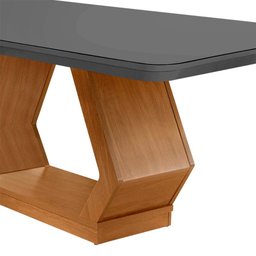 Mesa Sala de Jantar Lara 180cm em Mdf e Vidro com Canto Copo - 2