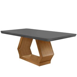 Mesa Sala de Jantar Lara 180cm em Mdf e Vidro com Canto Copo - 1