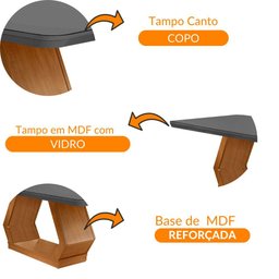 Mesa Sala de Jantar Lara 180cm em Mdf e Vidro com Canto Copo - 4