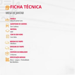 Mesa Sala de Jantar Lara 180cm em Mdf e Vidro com Canto Copo - 5