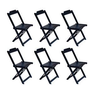 Kit 6 Cadeiras de Madeira Dobravel Preto