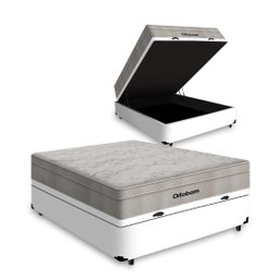 Cama Box Baú Casal + Colchão de Molas Ensacadas Ortobom Airtech Springpocket 138cm - 1