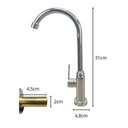 Torneira para Cozinha Giratoria de Bancada Cromada Partna 3908 - 3