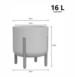 Vaso Cilíndrico Decore Polietileno 36x33x33cm Japi - Cimento Queimado - 2
