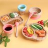 Prato C Divisória e Ventosa Para Alimentação Infantil Bebê 6 Meses Bambu e Silicone FisherPrice - Az - 6