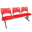 Ver imagem 1 de Longarina Cadeira 3 Lugares Iso Plástica Coluna Dupla Para Recepção Auditório Igrejas Vermelha