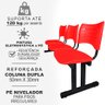 Longarina Cadeira 3 Lugares Iso Plástica Coluna Dupla Para Recepção Auditório Igrejas Vermelha - 3