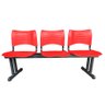 Longarina Cadeira 3 Lugares Iso Plástica Coluna Dupla Para Recepção Auditório Igrejas Vermelha - 2