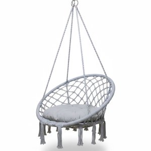 Rede Cadeira Balanço Suspensa Algodao Reforçada Confortavel Resistente Teto Casa Varanda Quintal Are