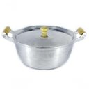 Ver imagem 1 de Caçarola Panela Alumínio Polido Alça Madeira Bojuda 24cm