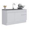 Balcão Cozinha Gabinete Pia 150cm com Rodapé 3 Portas 1 Gaveta Veneza Multimóveis V2115 Branco - 1
