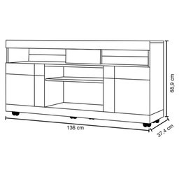 Rack Bancada para Tv até 55 Polegadas 136cm Yara Nogueira Real/off White - Colibri - 5