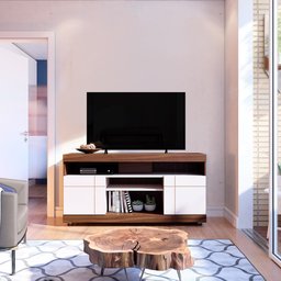 Rack Bancada para Tv até 55 Polegadas 136cm Yara Nogueira Real/off White - Colibri - 2