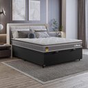 Ver imagem 1 de Cama Box Baú Casal Couro Preto + Colchão Life D33 Pillow Top 61x138x188cm Cinza - e-Shop Casa