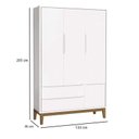 Ver imagem 3 de Quarto de Bebê 3 Portas New Classic Branco com Pés Madeira e Colchão - Reller:Areia/Madeira