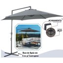 Ver imagem 2 de Ombrelone Suspenso Bel Veneza 3 Metros Cinza Guarda Sol com Base de Apoio P/ Piscina, Varanda, Jardi