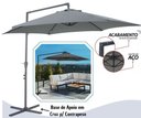 Ver imagem 2 de Ombrelone Suspenso Bel Veneza 3 Metros Cinza Guarda Sol com Base de Apoio P/ Piscina, Varanda, Jardi