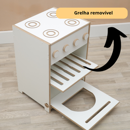 Fogão Infantil Mdf Branco Montessori com Forno e Botões - 3