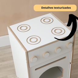 Fogão Infantil Mdf Branco Montessori com Forno e Botões - 2