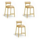 Ver imagem 2 de Banqueta Cozinha Alta com Encosto Kit 3 Industrial Dourado Londres PU Facto D03 - D'Rossi