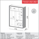 Ver imagem 3 de Guarda Roupa 100% Mdf Casal 1,79m com 2 Portas de Correr Tw601 Dalla Costa-off White