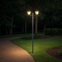 Ver imagem 2 de Kit 6 Postes Duplos para Jardim Praça Colonial Preto 1,61m Dital Grega Lente Fosca