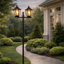 Ver imagem 4 de Kit 6 Postes Duplos para Jardim Praça Colonial Preto 1,61m Dital Grega Lente Fosca