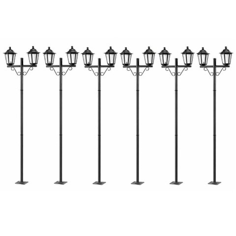 Kit 6 Postes Duplos para Jardim Praça Colonial Preto 1,61m Dital Grega Lente Fosca