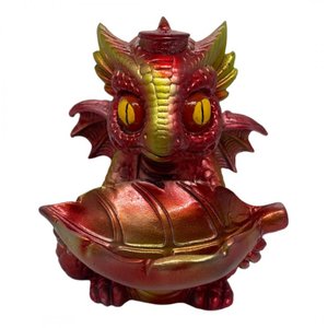 Incensário Cascata Dragão Baby Vermelho 12 cm Resina