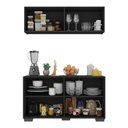 Ver imagem 4 de Kit Armário de Cozinha Aéreo e Balcão 4 Portas Multimóveis Mp2171 Preto