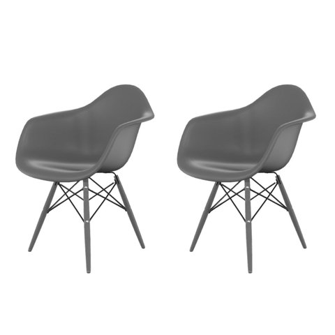 Kit com 2 Cadeiras para Sala de Jantar Arm Dsw Inj Cinza/Brasão